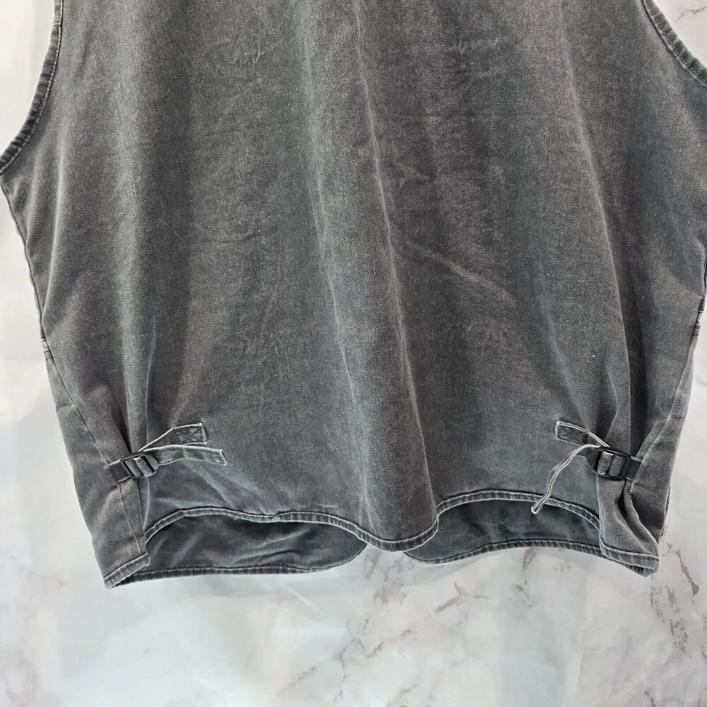 OlimpinA Vest Men 2XL 3XL Gray Fishing Vintage Full Zip Canvas Utility Tactical